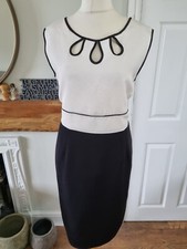 Klass Cream/black Sleeveless Shift Dress With Keyhole Detailing Bnwt Wedding.