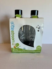 NEW Sodastream Bottles 2X1 Liter Black Top, Plastic Carbonating Twin Pack 