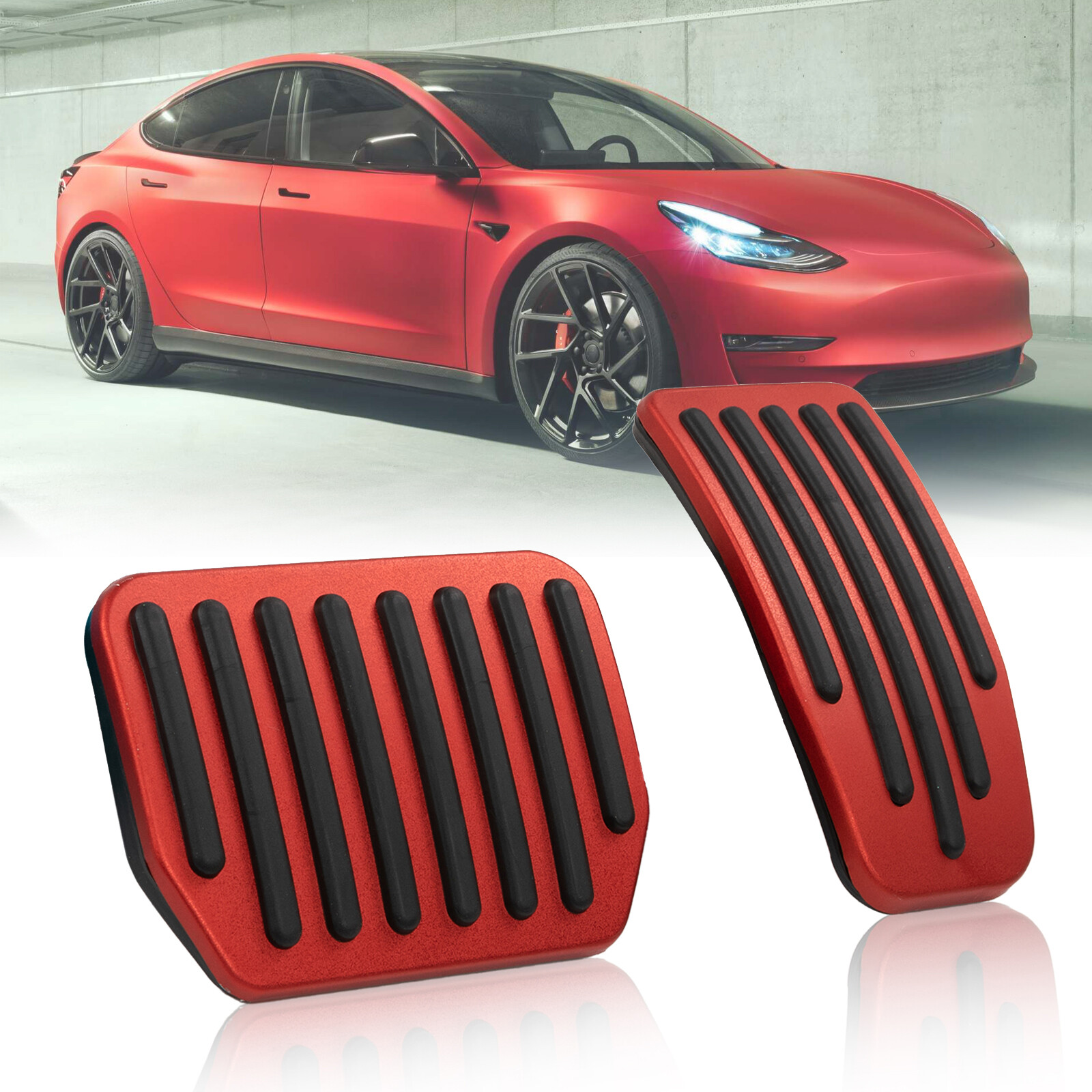 For Tesla Model 3/Y 16-23Car Foot Pedal Pads Non-Slip Performance Rest Cover Red