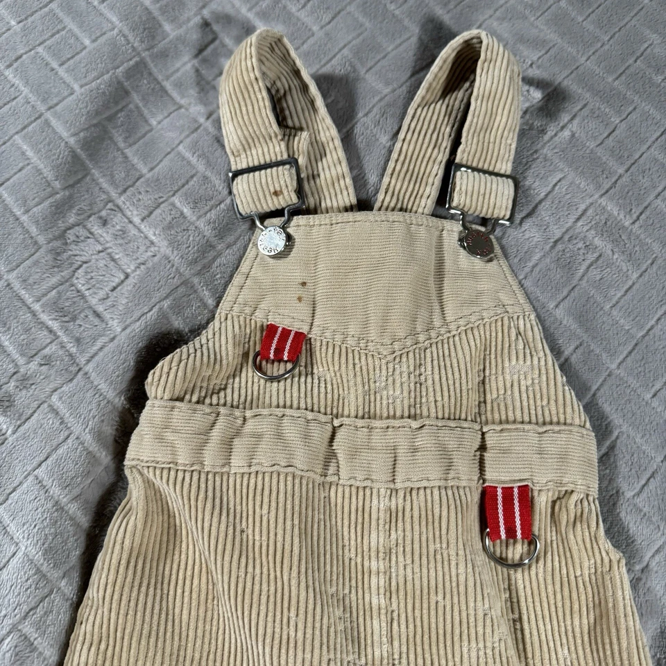 Mono de Pana Vintage Bebé Talla 18 Meses Pantalones Beige Tostado Hecho en EE. UU. Foto 4 de 4