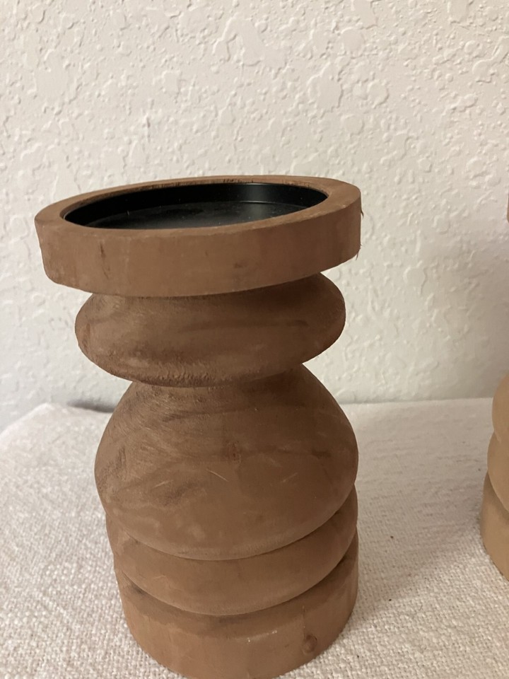 2 Wood Turned 6" tall Candle Holders NEW! eBay