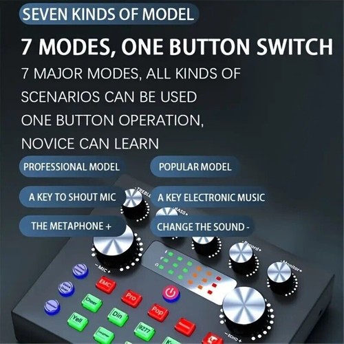1set V8S Sound Card W/Voice Changer External Audio Devices Wide Compatibility - Photo 7/16