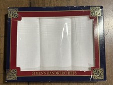 Vintage New in Box 3 Men  s Handkerchiefs Cotton White Unbranded