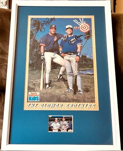 Roberto Sandy Alomar Jr DUAL firmato SI for Kids poster & 1992 UD card FRAMED JSA