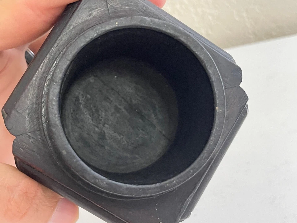 Vintage Antique Chinese Carved Exotic Wood Brush Washer Pot or Vase - Image 4 of 4