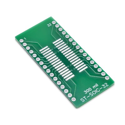 SOIC-32 / SOP32 SMD to DIP Adapter, PCB Breadboard Adapter ST-SOIC-32,  3 Pieces