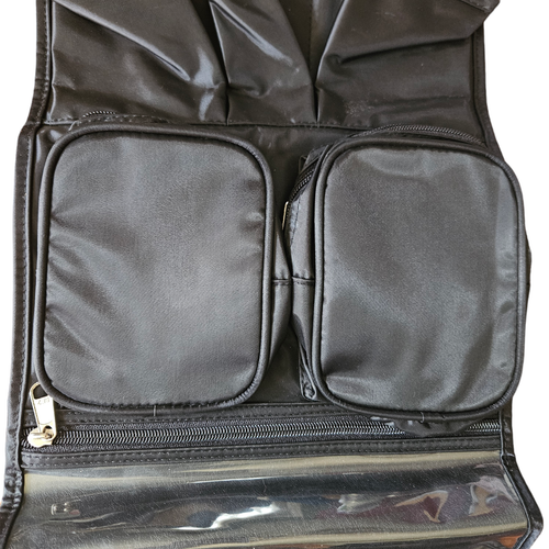 Travel Cosmetics Toiletry Bag Women's Makeup Organizer Black Adjustable Tri Fold - Picture 9 of 14