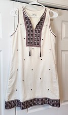 Madewell Suncoast Size 4 Embroidered Shift Dress Cream Cotton
