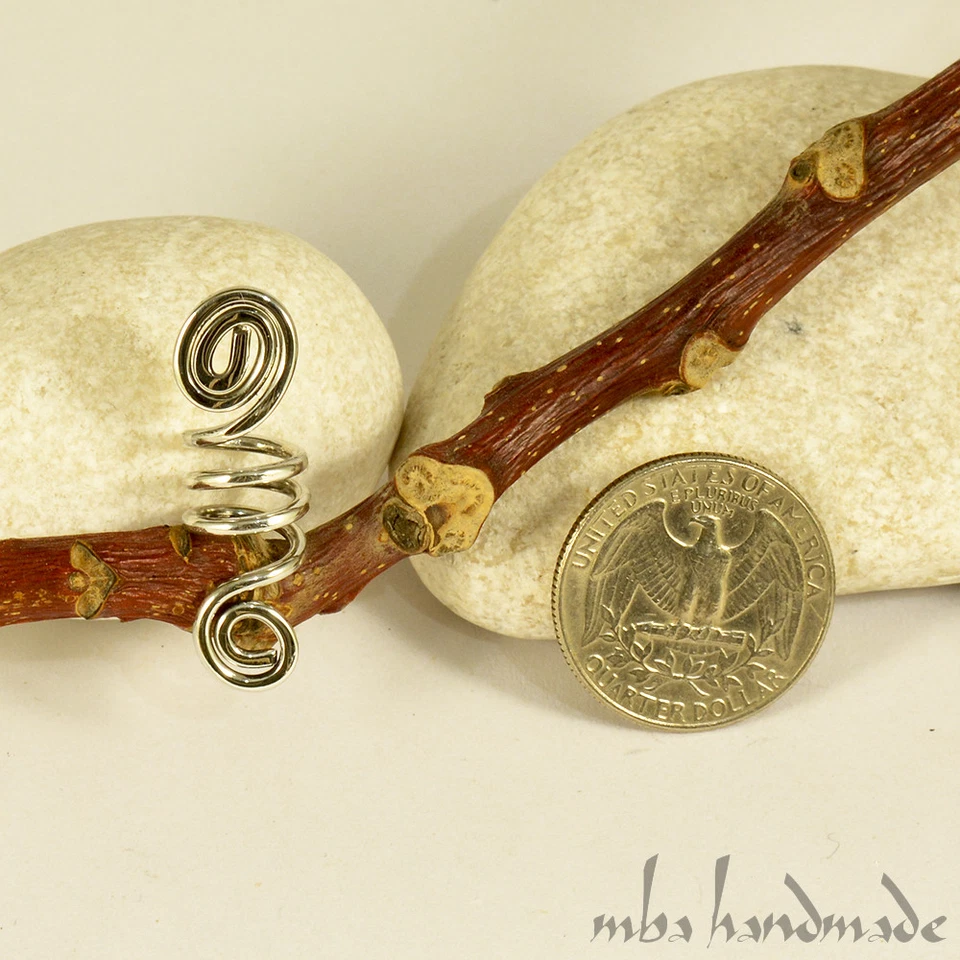 Espiral Plata Esterlina Vikingo Cuentas Barba Joyería Rastas Accesorio para Cabello Foto 4 de 4