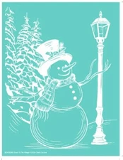 NEW “DOWN TO THE VILLAGE” Chalk Couture Chalk Transfer Stencil Size B Snowman