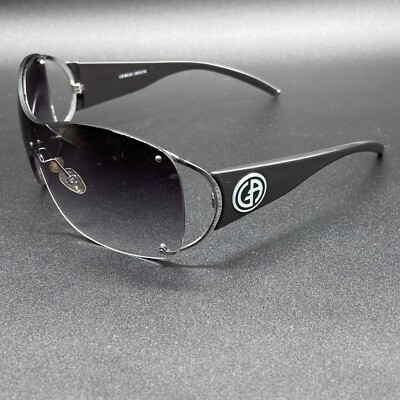 Georgio Armani GA 369/S Shield Sunglasses Gunmetal Gray Gradient Italy 115 Used
