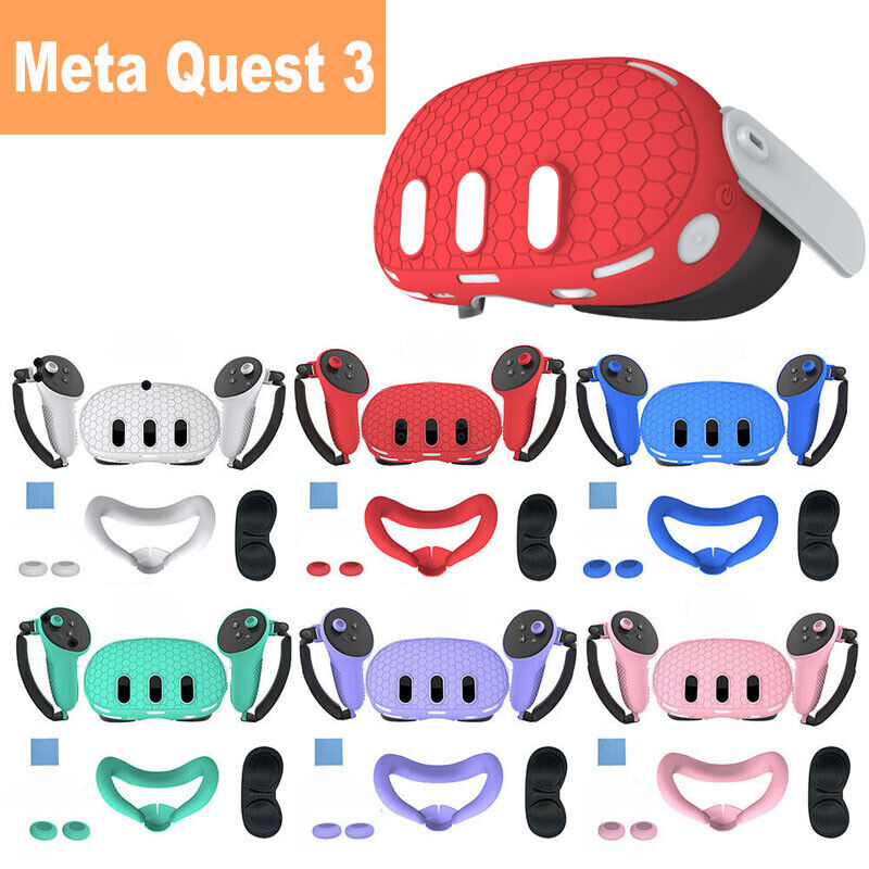 For Meta Quest 3 VR Controller Face Cover Silicone Case Eye mask Accessories Set
