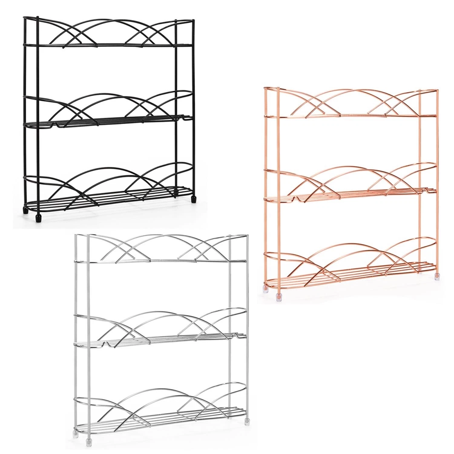 3 Tier Free Standing Spice Rack Spices Herbs Jar Storage Organiser Pantry Shelf