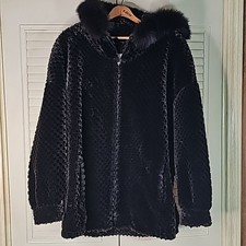 Jacket Dyed Black Fox And Faux Fur Black Size Large