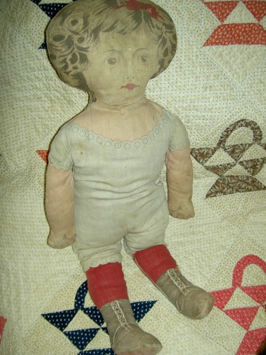 TWO antique c1900, Art Fabric Mills, printed cloth PUNCH & JUDY 24" cloth dolls - Picture 19 of 24