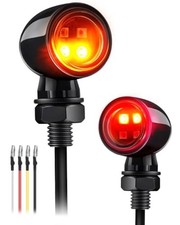 4-LED Bullet Turn Signals Mini Motorcycle Blinkers, Universal Amber and Red