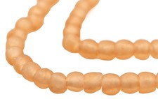 Peach Orange Recycled Glass Beads 7mm Ghana African Sea Glass Round Large Hole