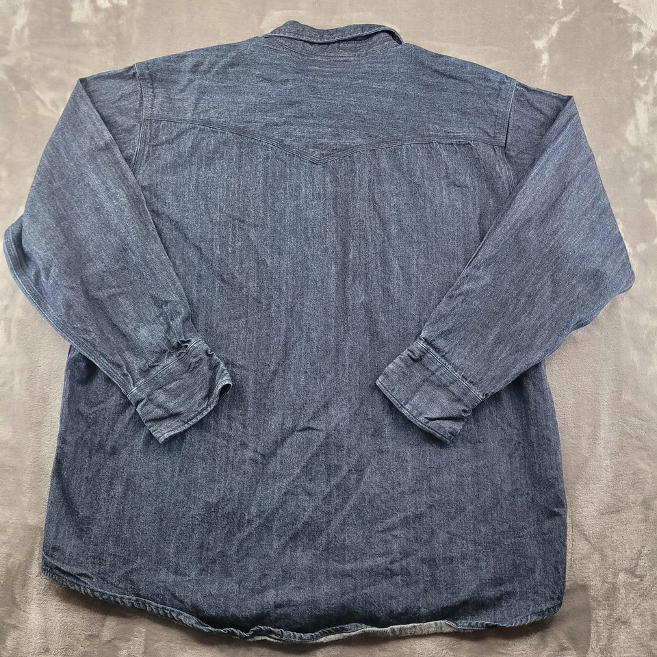 Camisa Carhartt Para Hombres 2XL Azul Denim Western Snap Frontal Manga Larga Ropa de Trabajo Foto 2 de 4