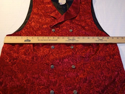 Wah Maker Vintage Red Brocade Vest Made in USA Medium image 6