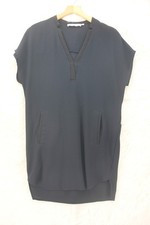 ASTR the Label XS Black Tunic V Neck Lightweight Lagenlook Cap Sleeve Dress 1615