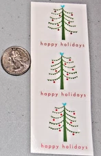 Mrs Grossman christmas stickers foil tree sparse cute red ornaments bird on top