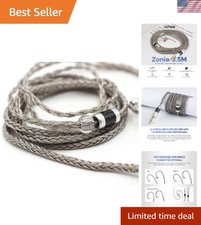 Upgraded 1.25m IEM Cable, 16 Core Braided Silver Plated for Enhanced Listening