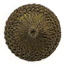 LG Vintage 1 & 1/2” Fabric Button, Metallic Worked Thread Over Wound Silk