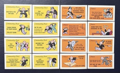 1995 Monopoly Deluxe Edition Replacement Pieces: Community Chest & Chance Cards