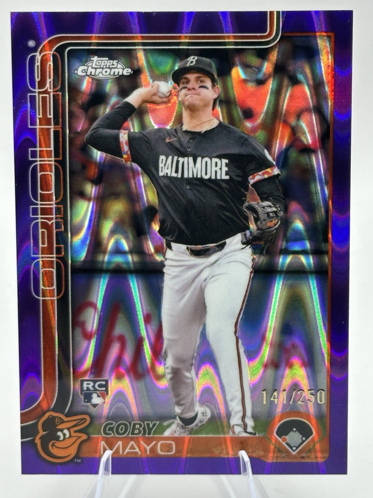 2025 Topps Chrome - Coby Mayo #120 Purple Raywave Refractor /250 (RC)