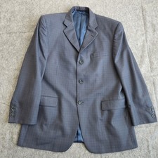 Burberry London VTG Wool Jacket Sport Coat Blazer Men's 42S Blue Plaid Career
