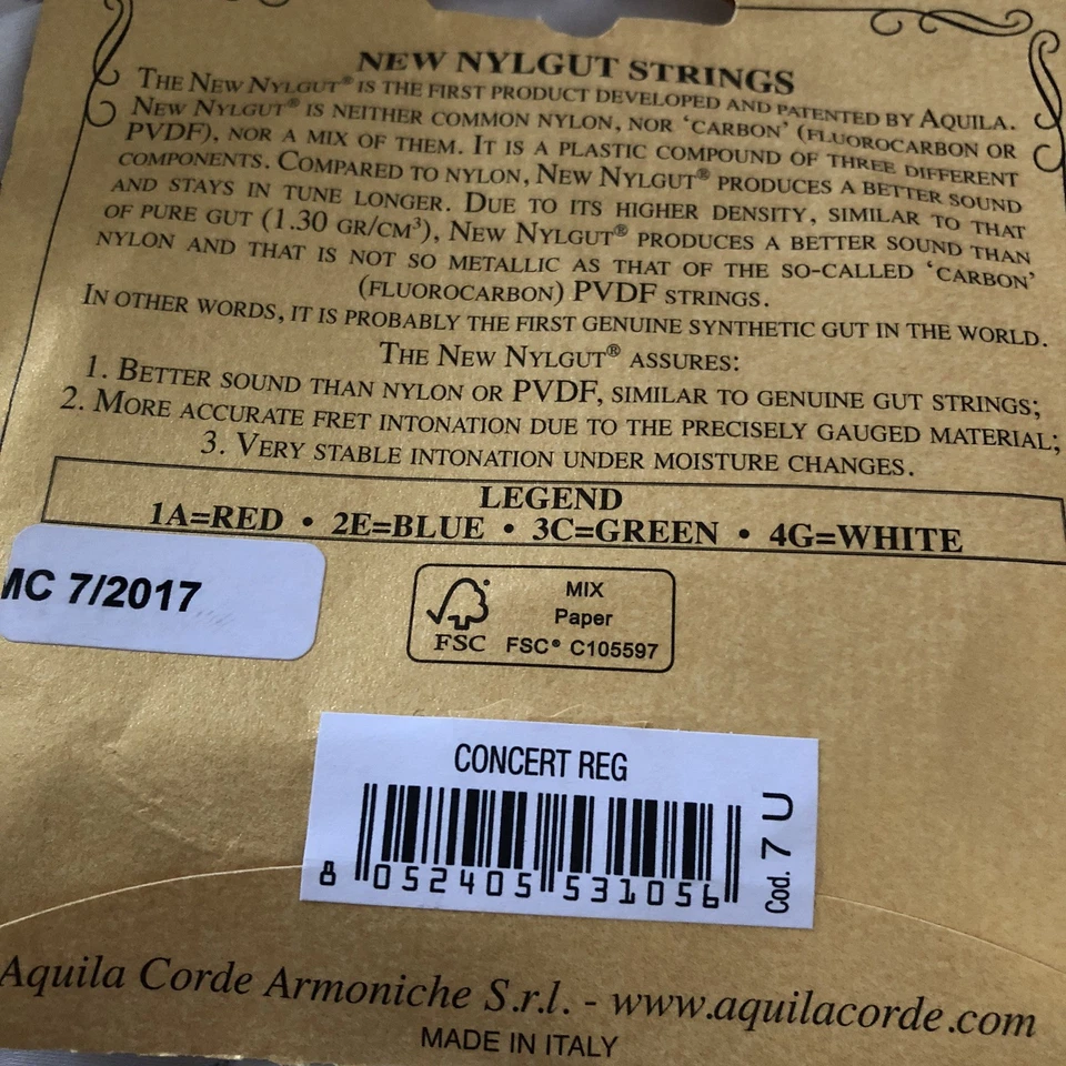 2 Sets of AQUILA Nylgut Concert Regular 7U Ukulele Strings NOS - Image 4 of 4