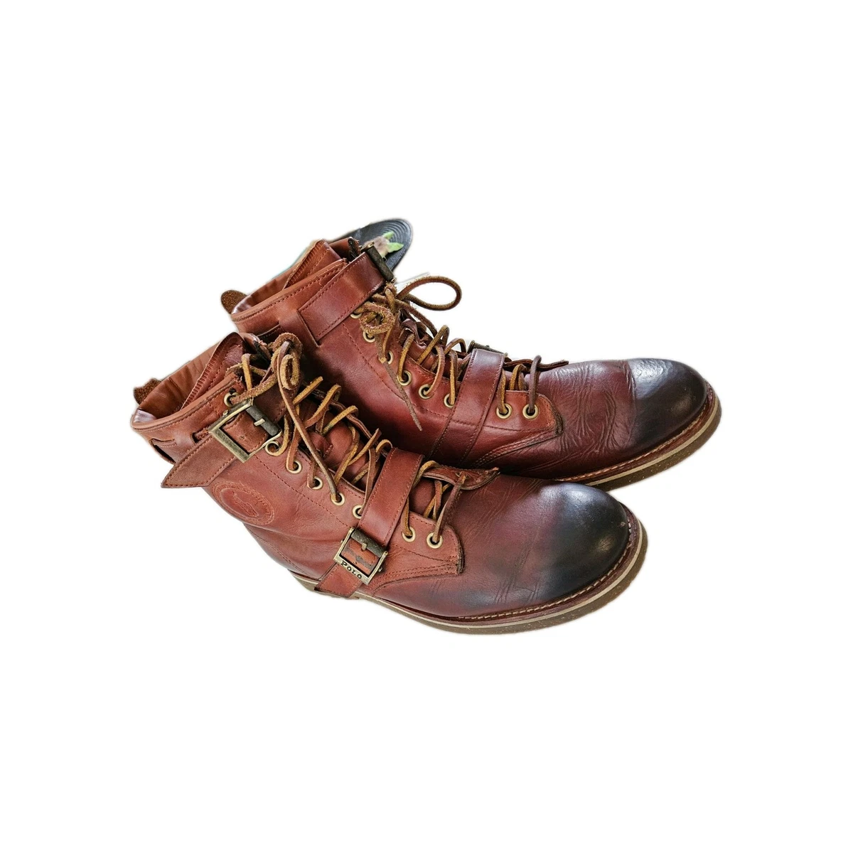 Polo Ralph Lauren Maurice 0862 Men\'s 9D Brown Buckle Straps Leather Combat Boots Polo By Ralph Lauren Men main image 4