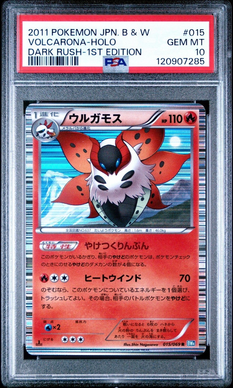 Volcarona PSA 10 Dark Rush BW4 015/069 Holo Rare Black White Pokemon Card
