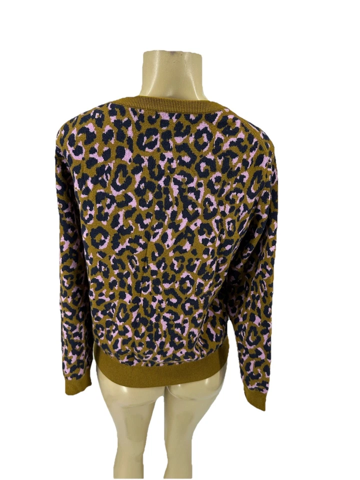J. Suéter Crew Mediano para Mujer Estampado de Leopardo Cuello Redondo Mod Leopardo Mezcla de Lana KA7 Foto 3 de 4