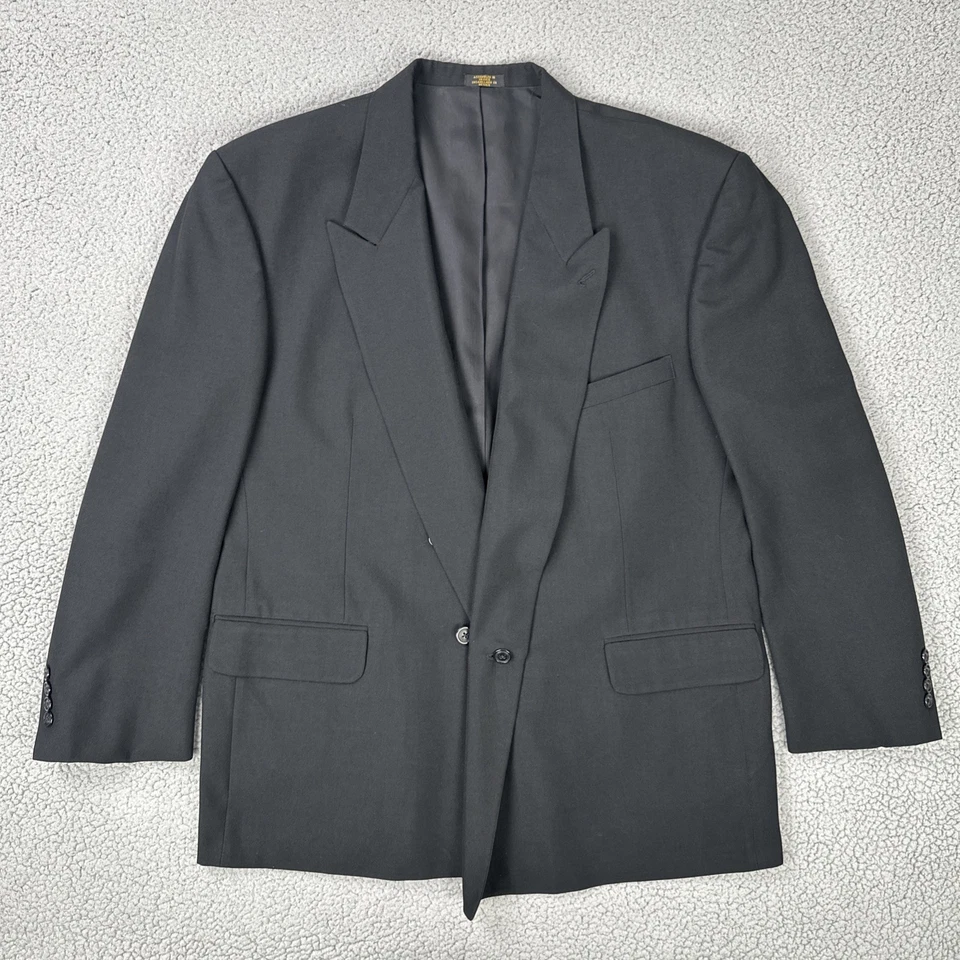 Мужской блейзер Stafford с двубортным воротником-шалой из шерстяной смеси 48R с черным пиковым лацканом - Изображение 2 из 4