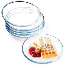 6 Pack 8in Glass Plates - with Lipped Edge