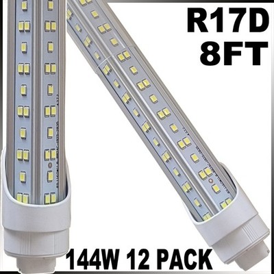 12Pack HO R17d T8 8Ft LED Shop Lights 144W 18000LM 8' LED Tube Light Bulbs 6500K