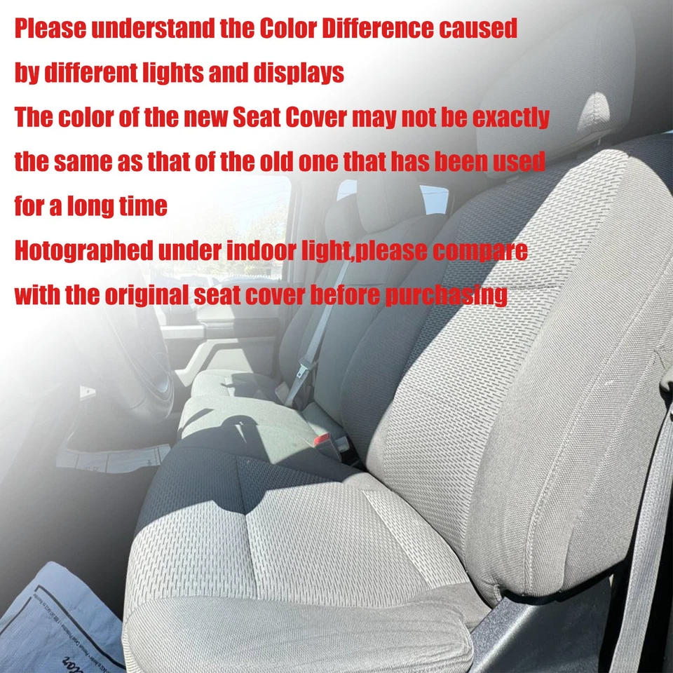 Cubierta de asiento de tela gris inferior para Ford F150 2015 2016 2017 2018 2019 2020 Foto 3 de 4