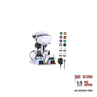 RGB Charging Station for PSVR 2/ PS5 Edge/ PS5 Controller with AC Adapter,