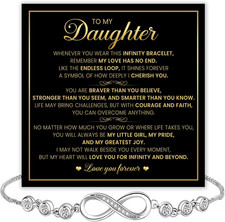 To My Daughter Infinity Bracelet from Dad and Mom Symbol of Endless Love with