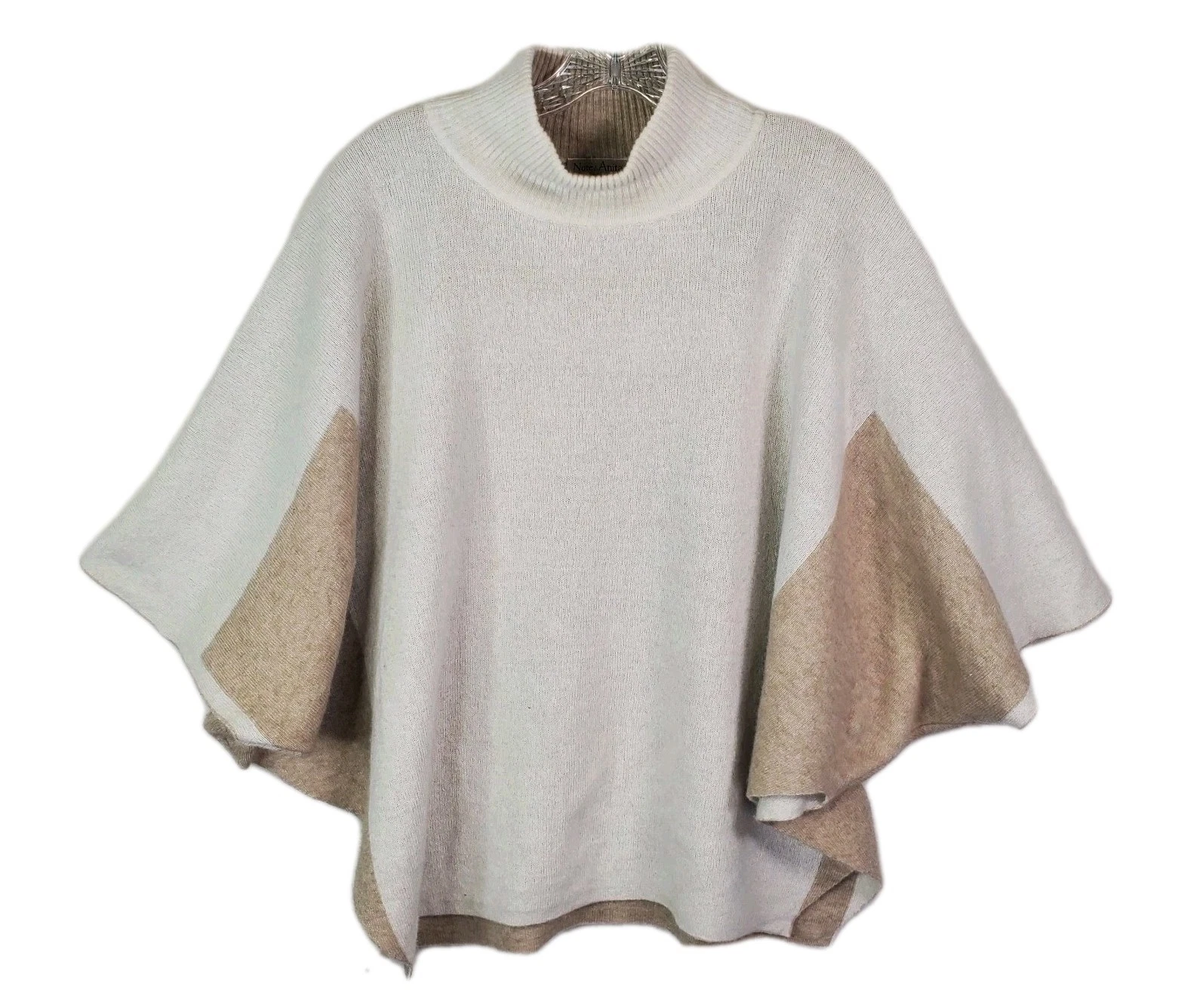 Note Di Anita Poncho Cape Wool Cashmere Blend Top Cream Beige One Size Italy
