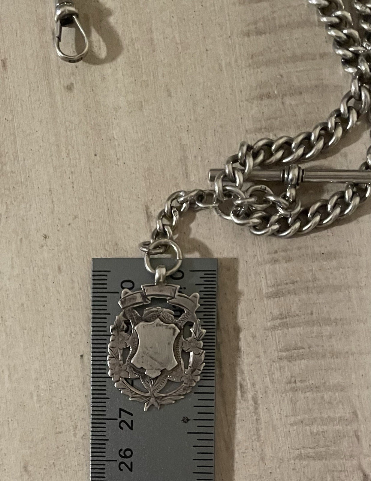 Solid Sterling Silver Watch Chain Full English Ha… - image 15