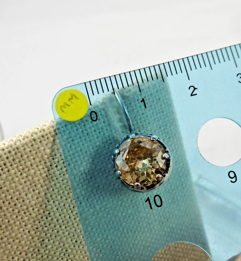 Pendientes Shablool de plata de ley 925 con cristales amarillos champán colgantes Foto 2 de 4