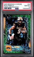 2025 Bowman U Chrome Beau Pribula 62 1st Green Mini Diamond Refractor /99 PSA 10