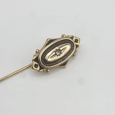 Vintage Avon Stick Pin Kensington Rhinestone Victorian Revival Signed Gold Tone