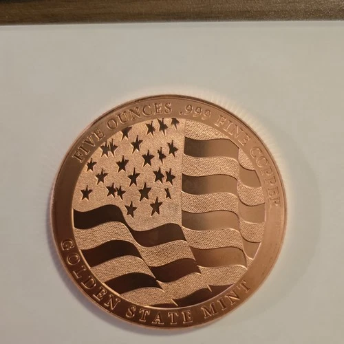 Golden State Mint 5 oz .999 Fine Copper Fantasy Issue Coin American Flag Eagle