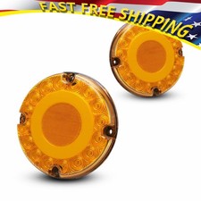 7" 2X Round Amber LED Truck Trailer Bus Stop Turn Signal Tail Brake Light Flash