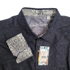 Robert Graham Bayview Black Damask Jacquard Shirt Classic Fit 3XL Flip Cuff NWT