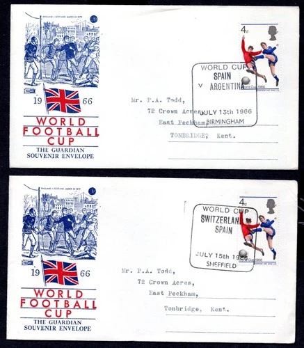 GB - 1966 World Cup Match Day Cover for 2 of Spain's First Round Games