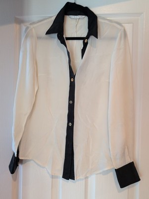Tina Turk Long Sleeve Silk Shirt Cream And Black